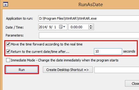 定时运行RunAsDate