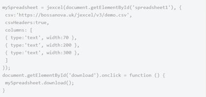 图：jExcel是一个原生javascript插件