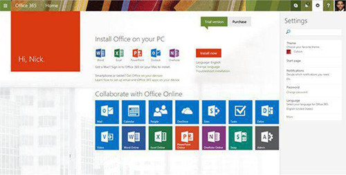 图：用户可以通过微软帐号在Office 365应用中登录
