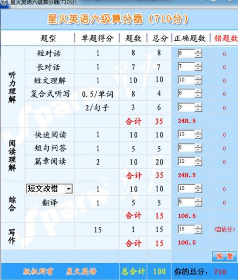 星火六级算分器软件介绍及功能和使用方法