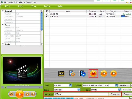iMacsoft PSP Video ConverterVOB转换成PSP视频文件教学