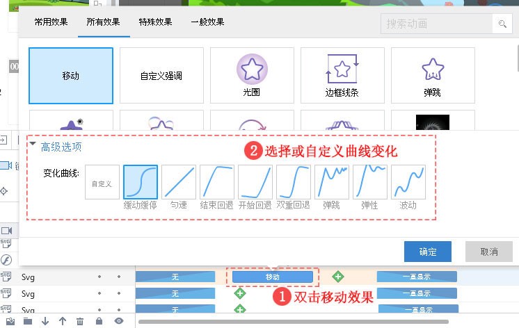万彩动画大师镜头、移动动画的变化曲线设置