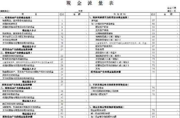 2019现金流量表Excel模板免费下载