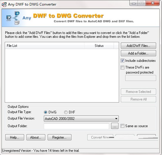 Any DWF to DWG Converter（dwf转dwg转换程序）常见问题