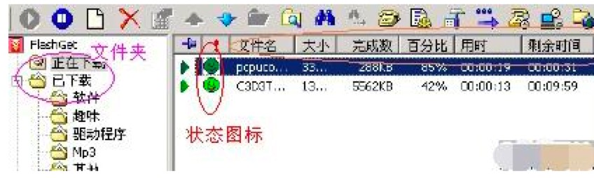 快车FlashGet软件中查看文件下载进度说明