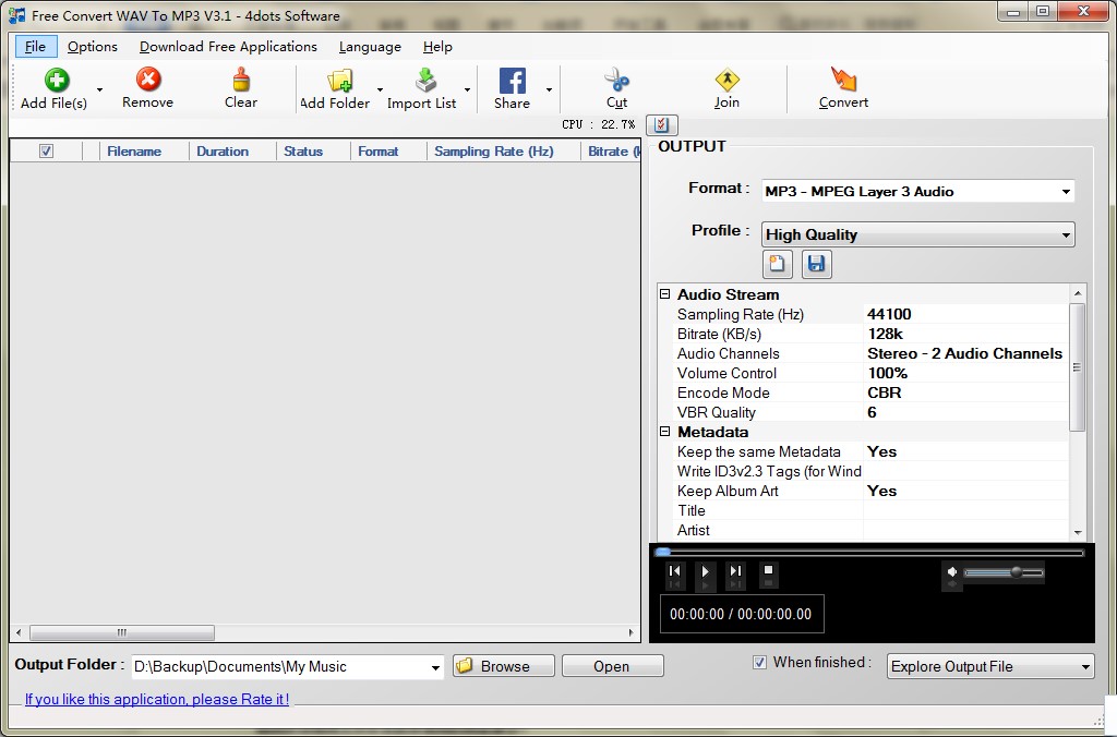 Free Convert WAV to MP3下载使用帮助