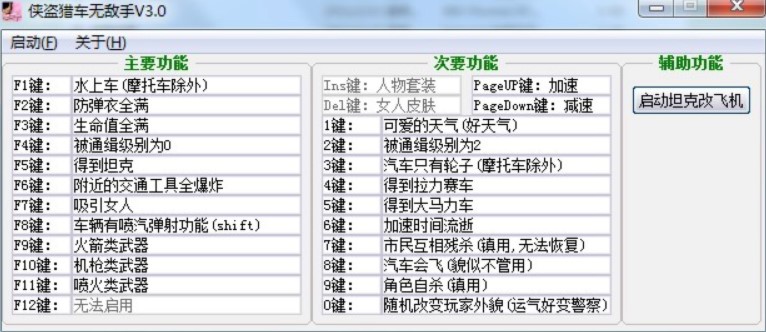 侠盗猎车无敌手功能说明