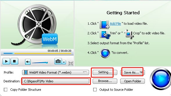 Bigasoft WebM Converter下载使用教学