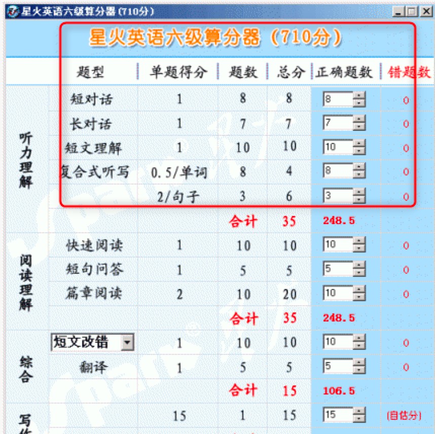 星火英语六级算分器电脑版下载及使用方法介绍