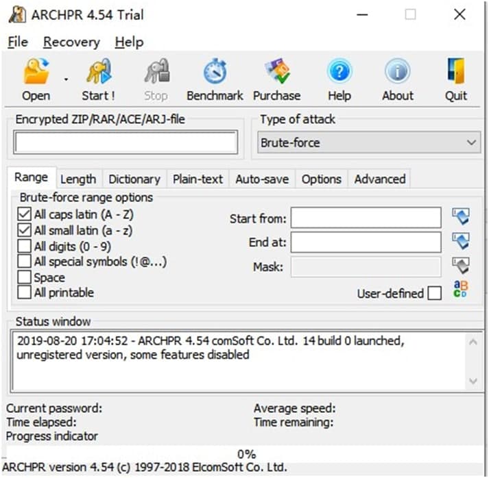 压缩文件密码破解工具（Advanced RAR Password Recovery）安装使用方法