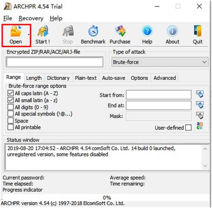 压缩文件密码破解工具（Advanced RAR Password Recovery）安装使用方法
