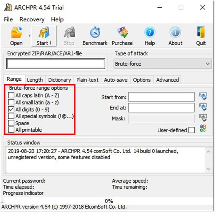 压缩文件密码破解工具（Advanced RAR Password Recovery）安装使用方法