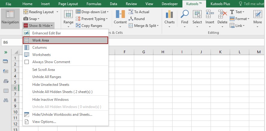Kutools for Excel显示或隐藏功能区状态栏教学