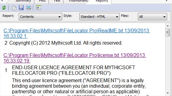 Mythicsoft FileLocator Pro文件列表报告使用教学