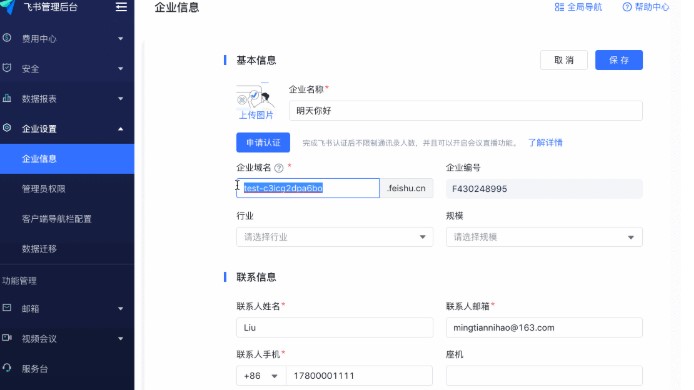 飞书电脑版管理员修改域名图文教学
