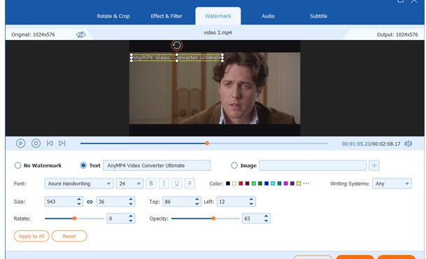 AnyMP4 Video Enhancement视频水印添加教学
