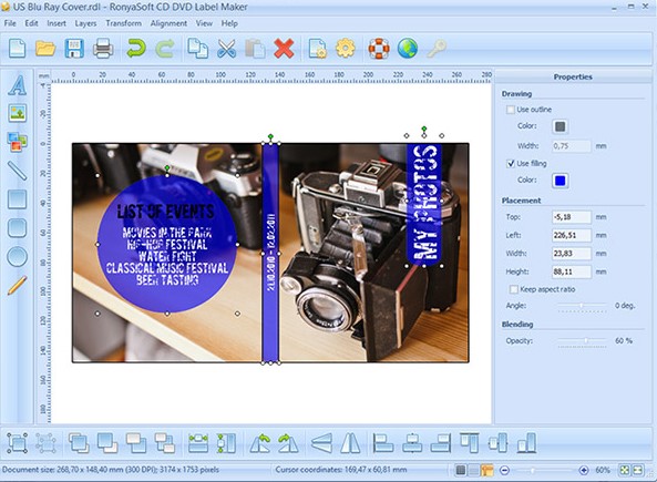 Ronyasoft CD DVD Label Maker蓝光封面制作教学