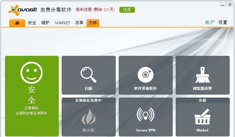 图：avast!FreeAntivirus软件的具体功能