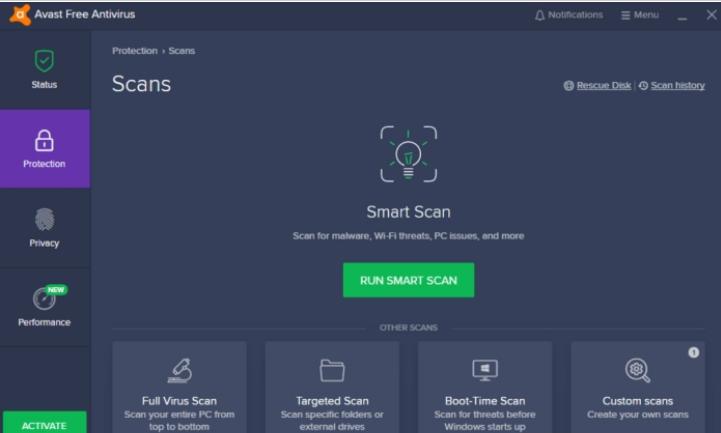 图：avast!FreeAntivirus软件的具体功能