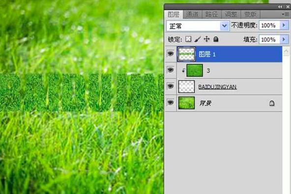 photoshop制作草坪上凸起的文字效果的教程