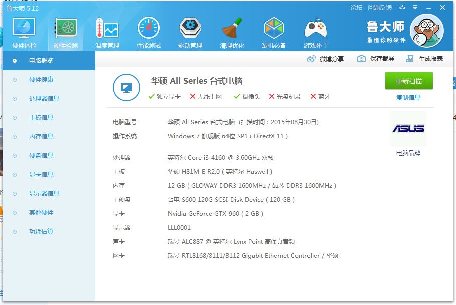 图：鲁大师