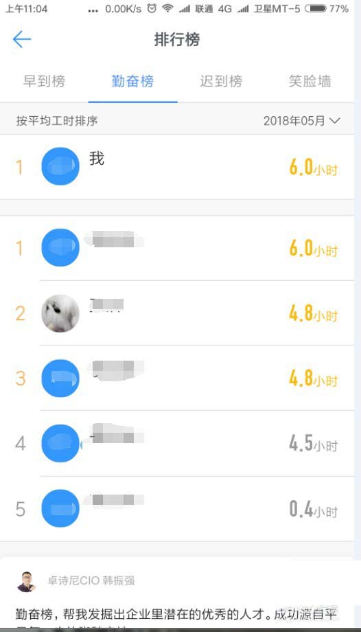 图：钉钉查看勤奋榜的方法