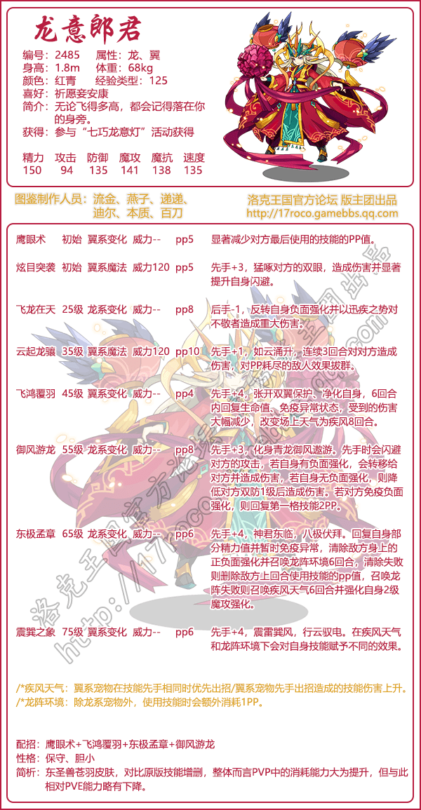 图：《洛克王国》龙意郎君技能搭配推荐