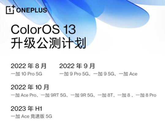 图：一加系列机型ColorOS 13 升级计划发布 全面升级