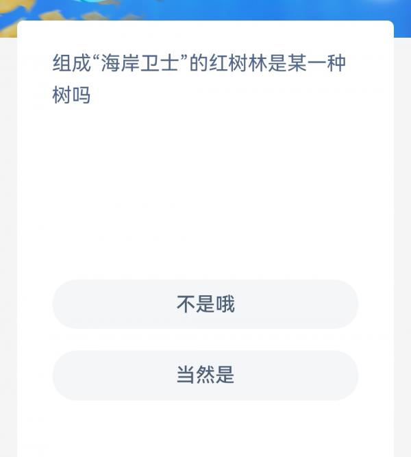 图：神奇海洋今日答案9.19 海岸卫士红树林是某一种树吗不是哦当然是