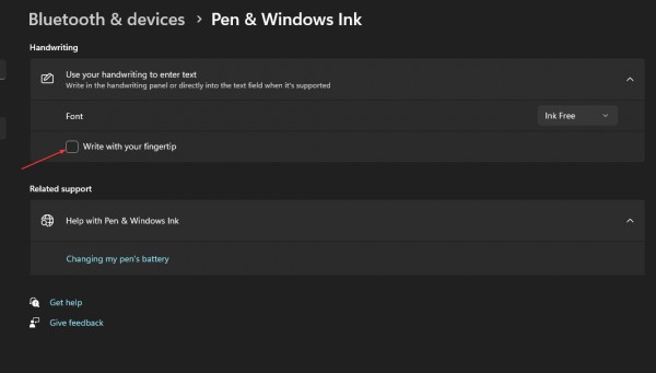 图：Win11怎么开启指尖书写？Win11启用和禁用指尖书写的方法