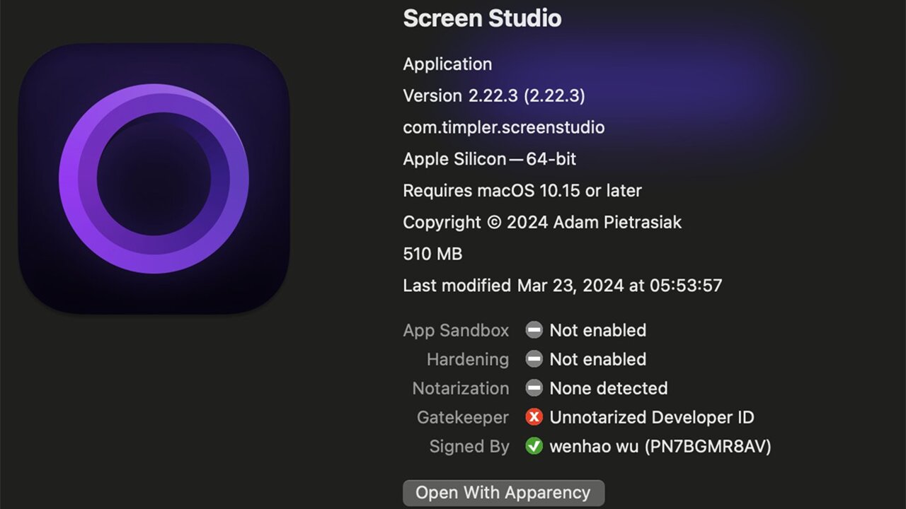 图：比某丁还不要脸？屏幕录像软件ScreenStudio被国内公司像素级盗版