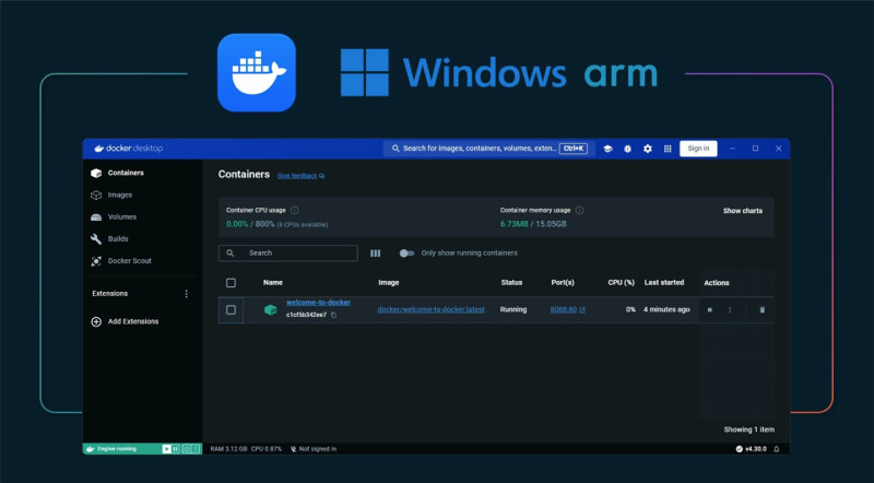 图：容器管理应用Docker Desktop现已推出Windows on Arm原生版